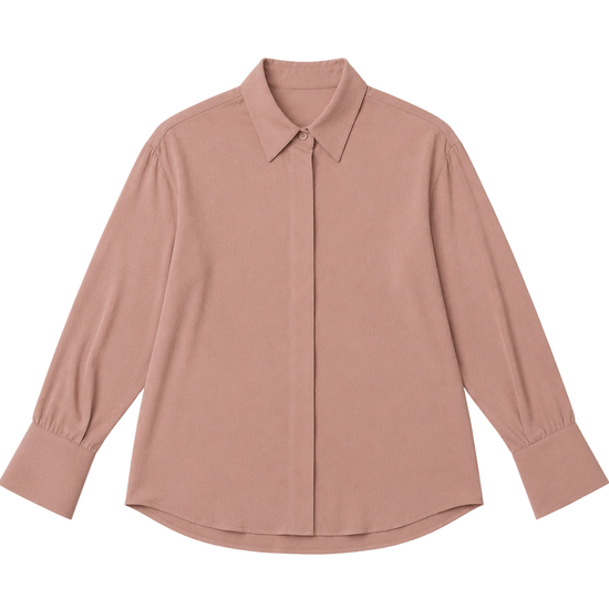 Pink blouse classic collared shirt on a white background