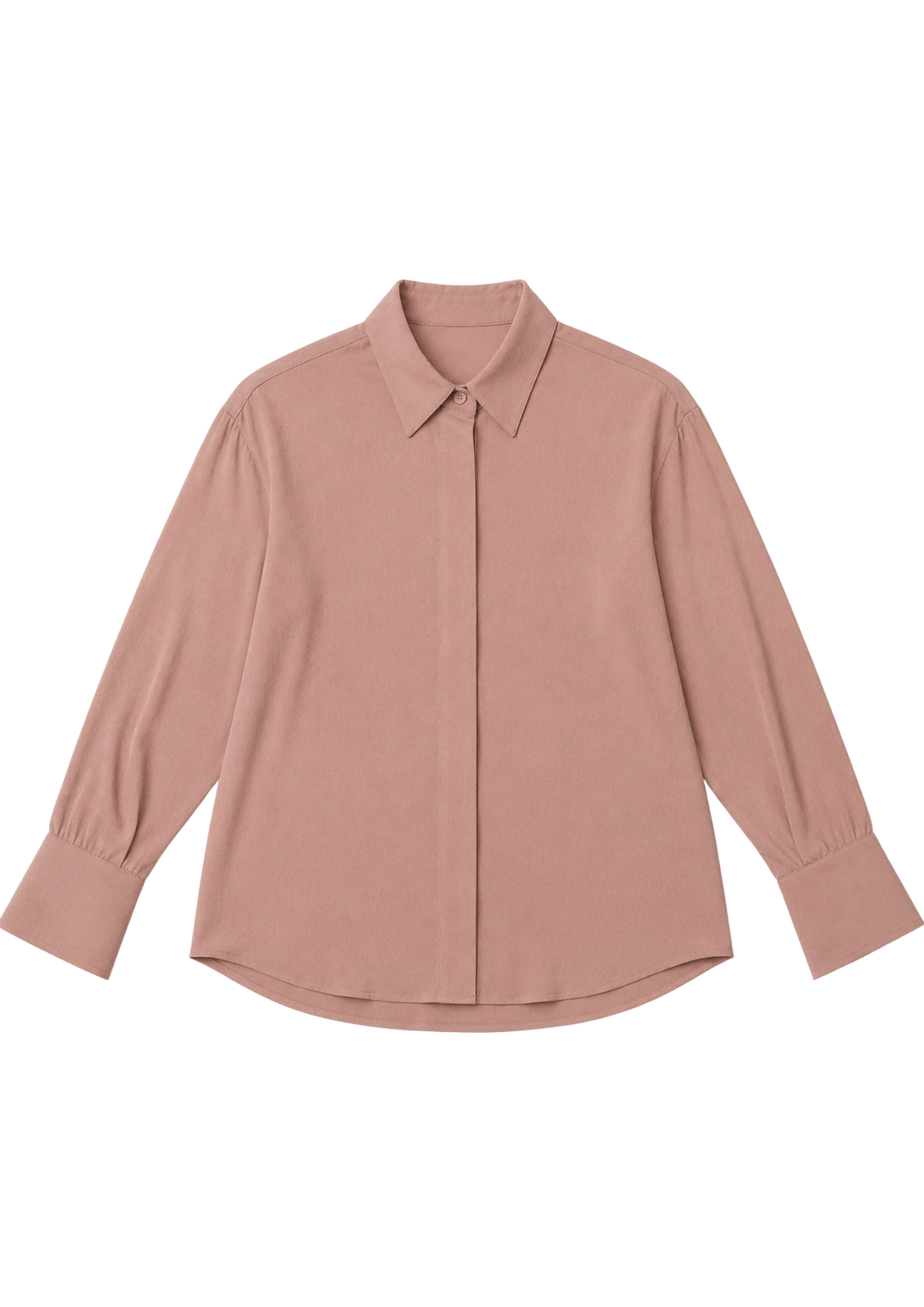 Pink blouse classic collared shirt on a white background