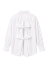 Classic white shirt with open back and bows on the white background