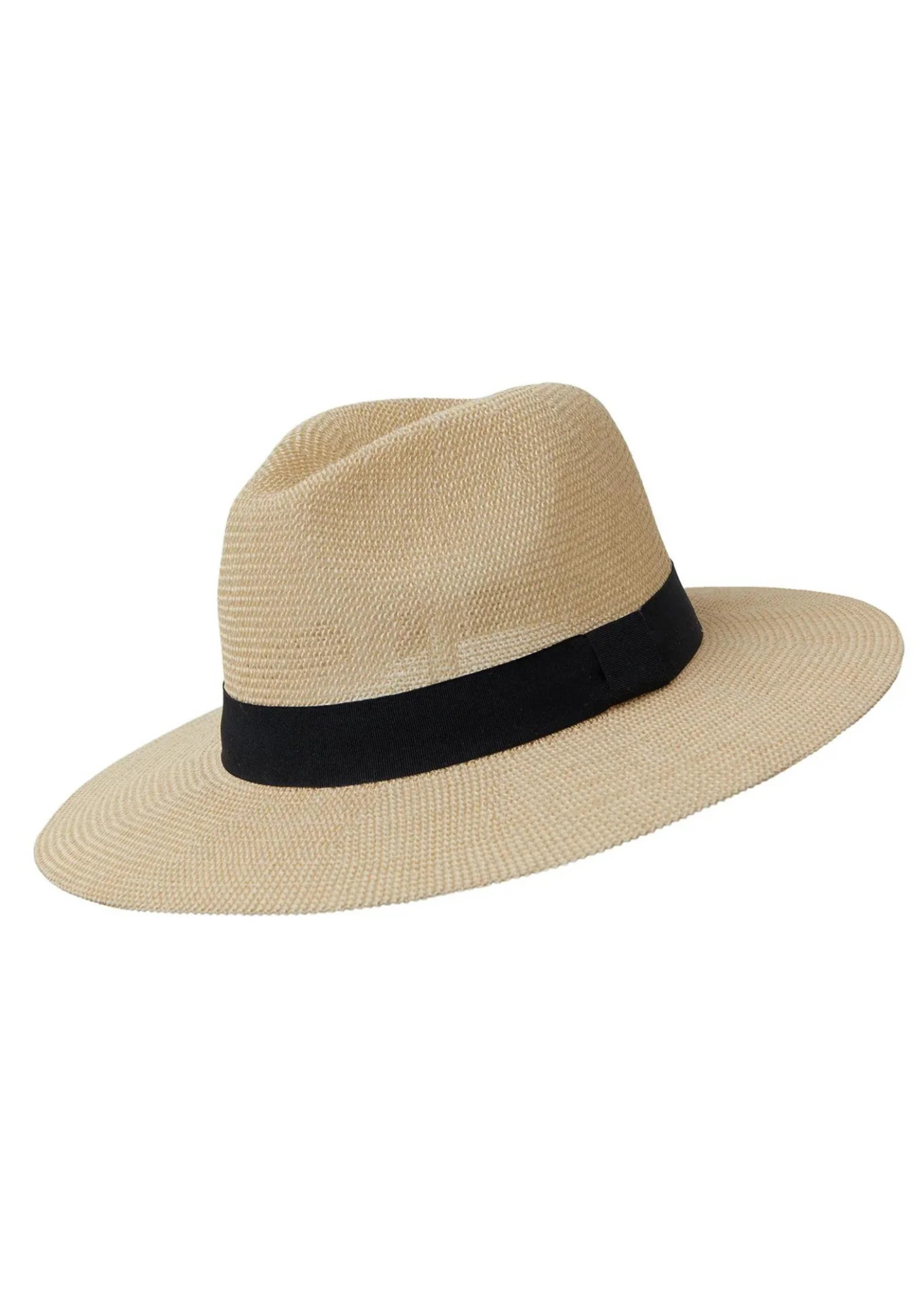 Panama hat with a black ribbon