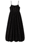 Black textured bubble hem dress on a white background