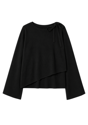 Wrap Knit Sweater Black
