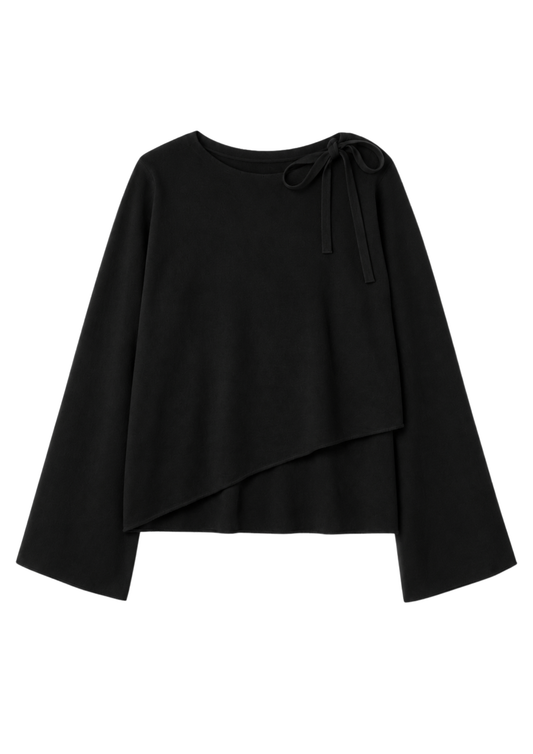 Wrap Knit Sweater Black