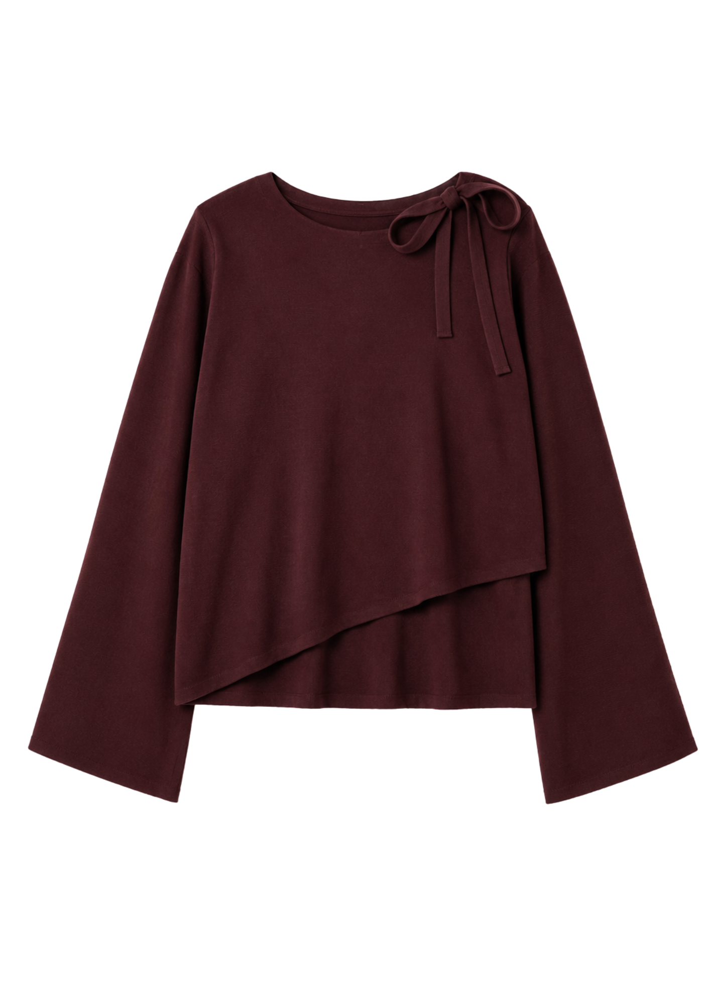 Burgundy wrap knit with bow