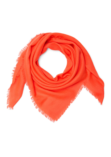 Orange scarf with frayed edges on a white background