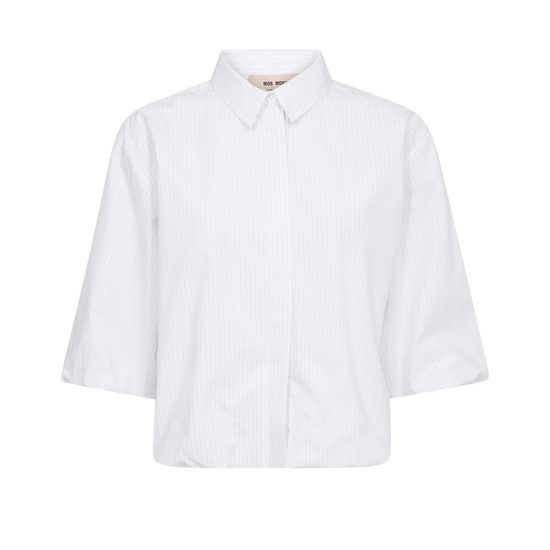 A white long-sleeve button-up shirt with a classic collar, shown against a plain white background.
