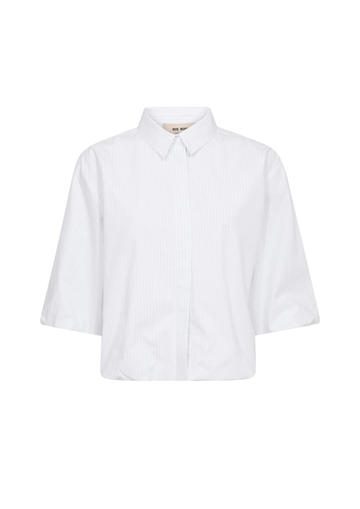 A white long-sleeve button-up shirt with a classic collar, shown against a plain white background.