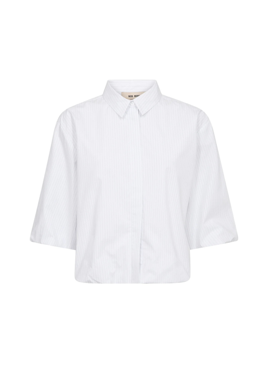 A white long-sleeve button-up shirt with a classic collar, shown against a plain white background.
