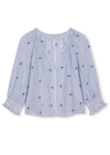 v neck blue stripe blouse with embroidered flowers from rails