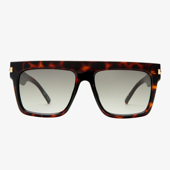 Tortoise shell Le Specs sunglasses on a white background front view