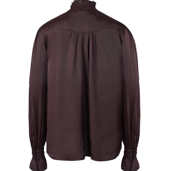 brown blouse rear view 