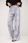 Pale blue silky animal print straight leg trousers from ba&sh