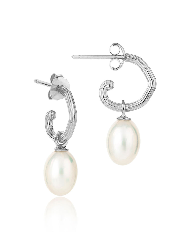 Medium Unita Organic Pearl Hoop Earring Silver