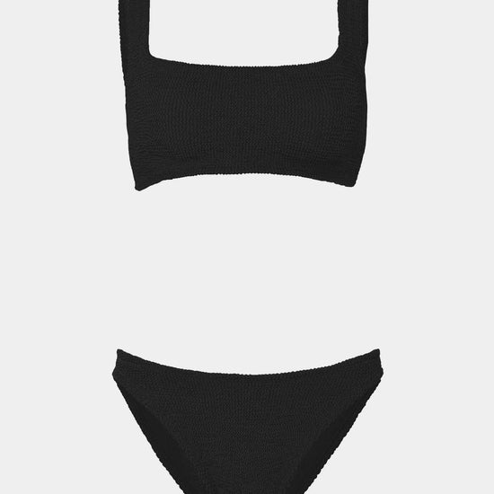 black square neck crinkle bikini from hunza g