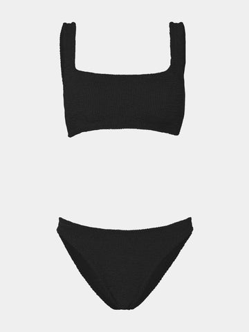 black square neck crinkle bikini from hunza g