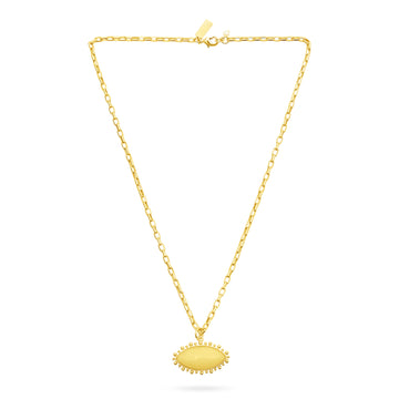 Yellow jade eye necklace on 18k gold plated chain