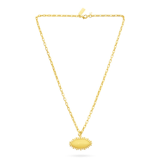 Yellow jade eye necklace on 18k gold plated chain