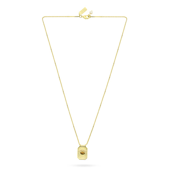 Gold necklace with a pendant on a white background from Talis Chains