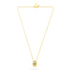 Gold necklace with a pendant on a white background