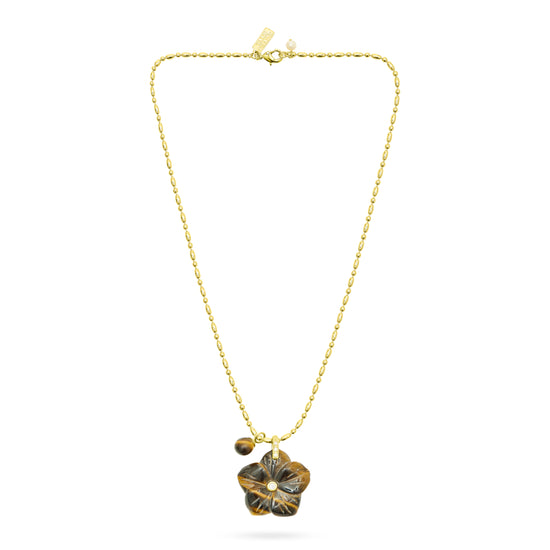 Tiger's Eye flower pendant necklace from Talis Chains