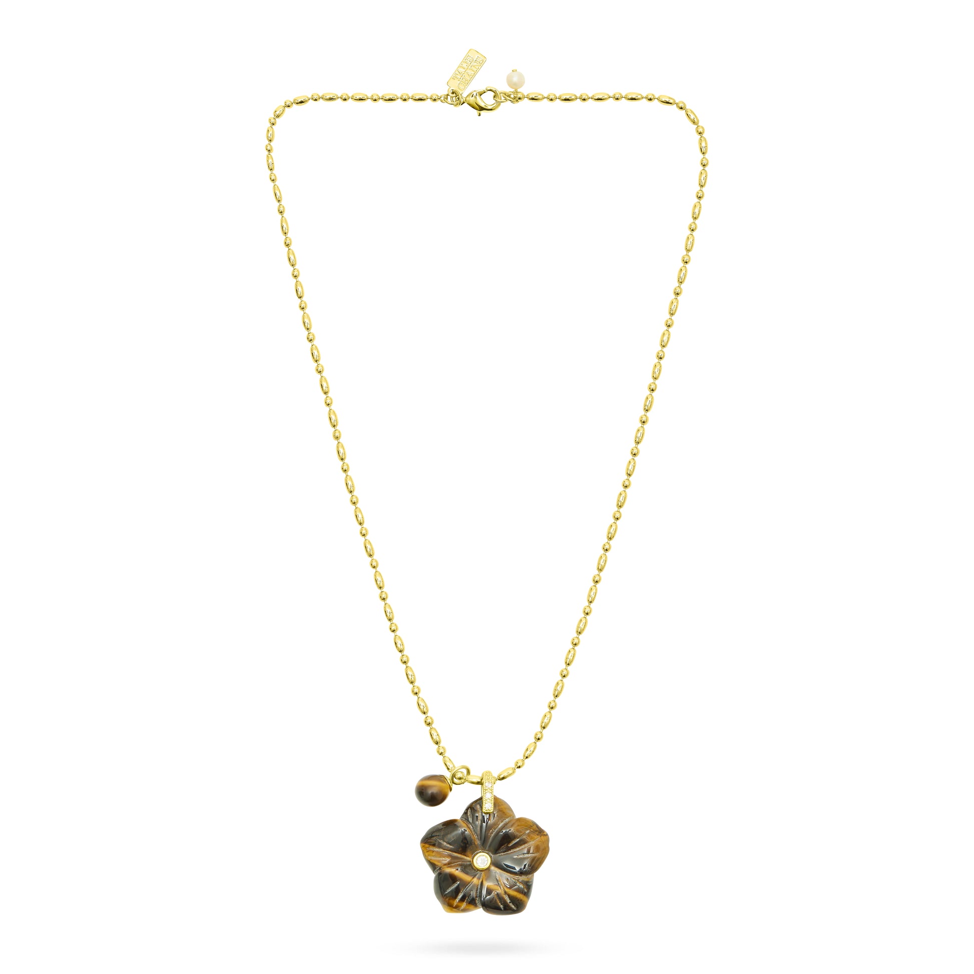 Tiger's Eye flower pendant necklace from Talis Chains