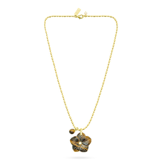 Tiger's Eye flower pendant necklace from Talis Chains