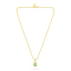 Gold necklace with a turquoise pendant on a white background from Talis Chains
