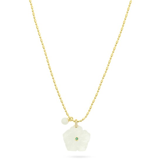 White crystal flower pendant necklace from Talis Chains