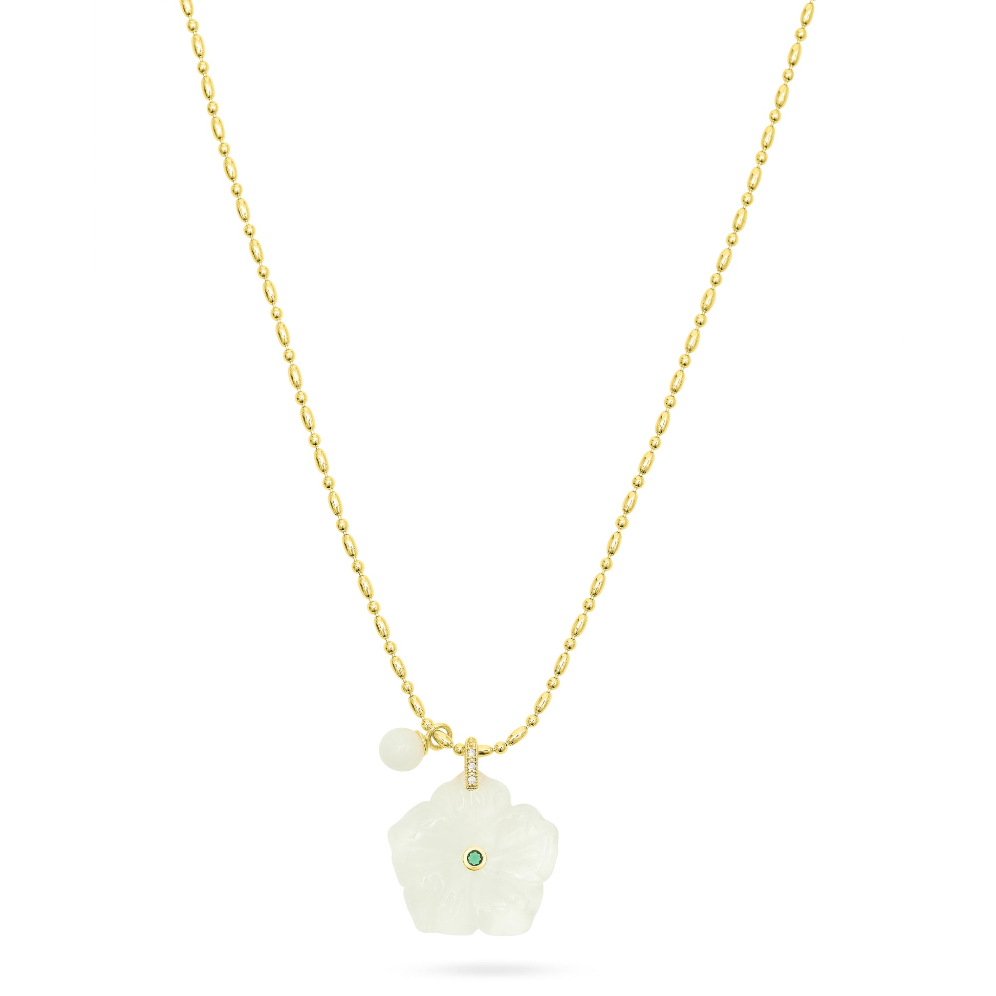 White crystal flower pendant necklace from Talis Chains