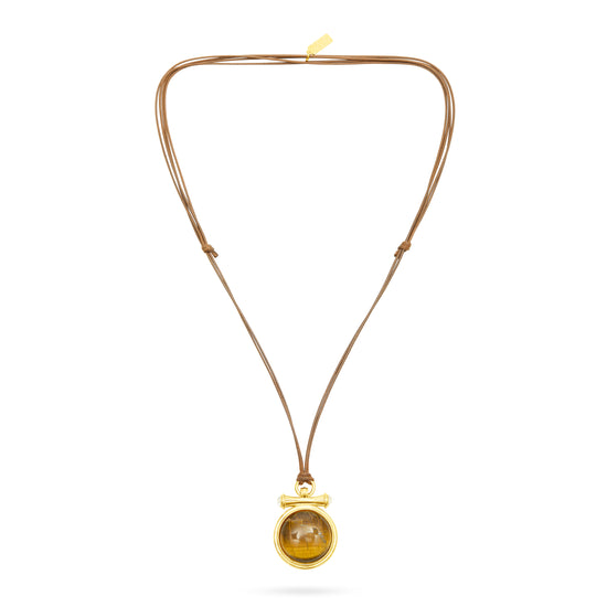 Adjustable cord necklace with Tigerseye pendant charm from Talis Chains