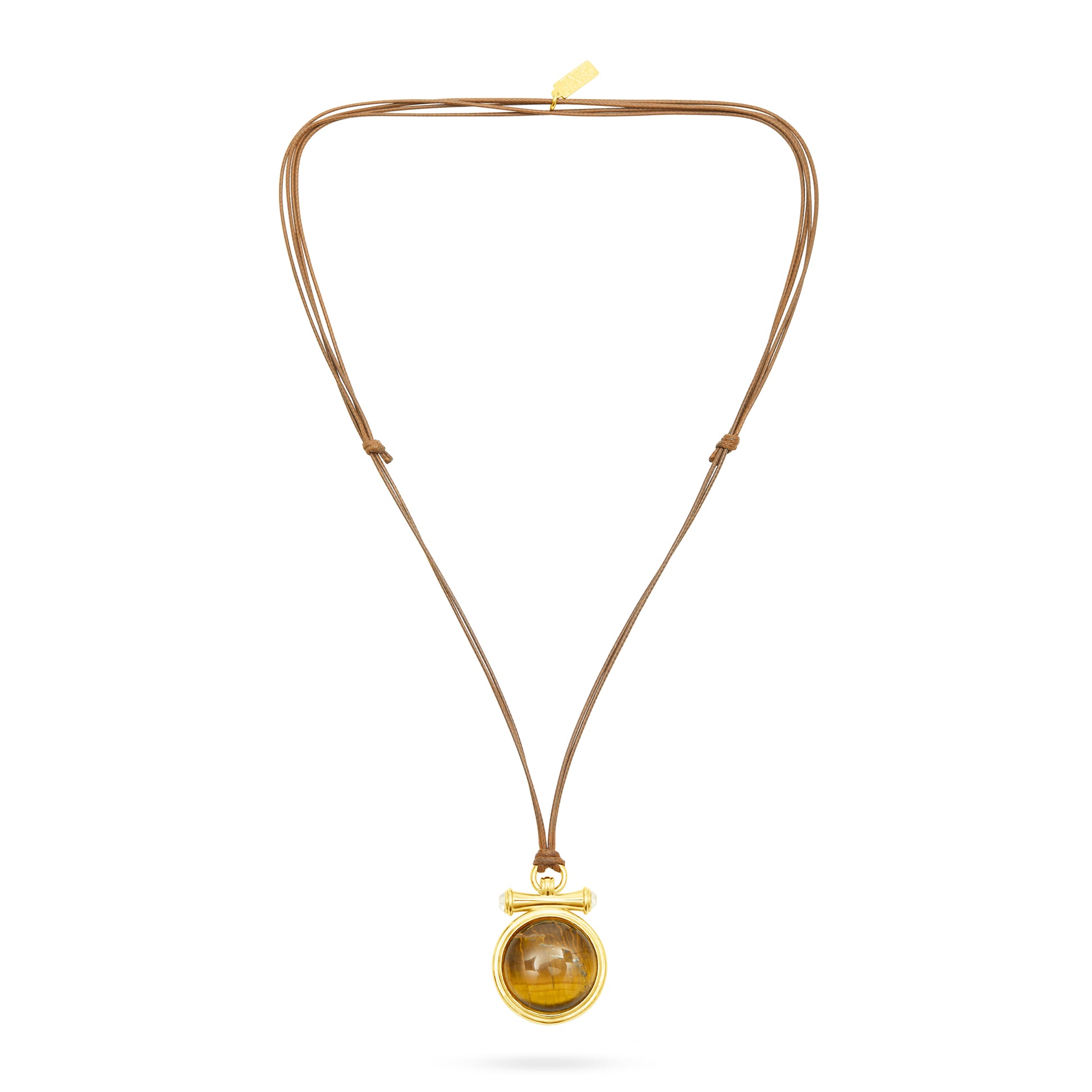 Adjustable cord necklace with Tigerseye pendant charm from Talis Chains