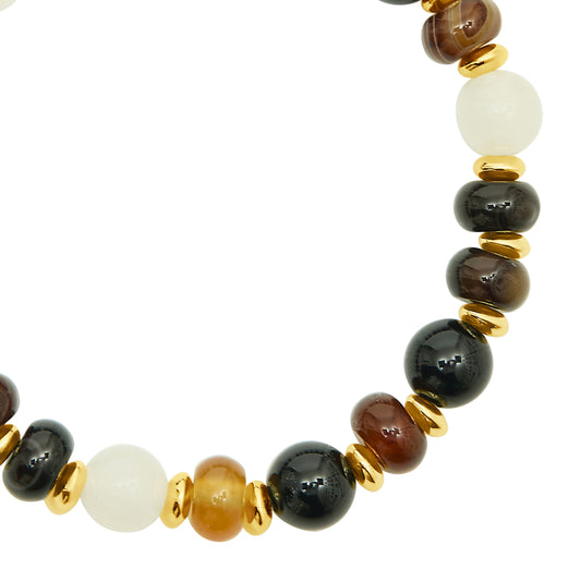 CLose up of beads on Elasticated bracelet from Talis Chains