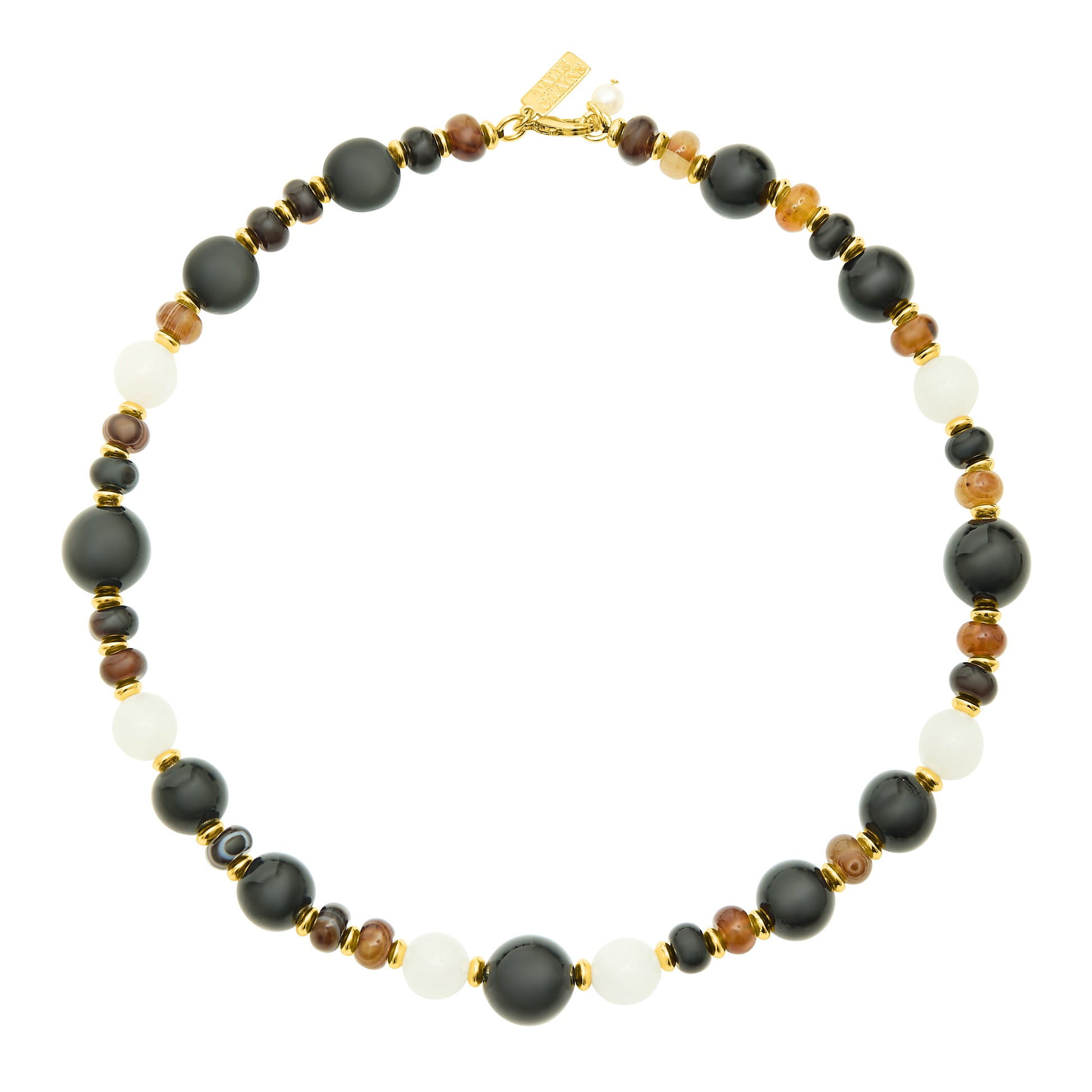 Beaded necklace with gold plated details from Talis Chains
