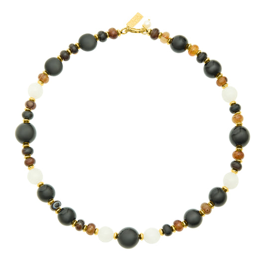 Beaded necklace with gold plated details from Talis Chains