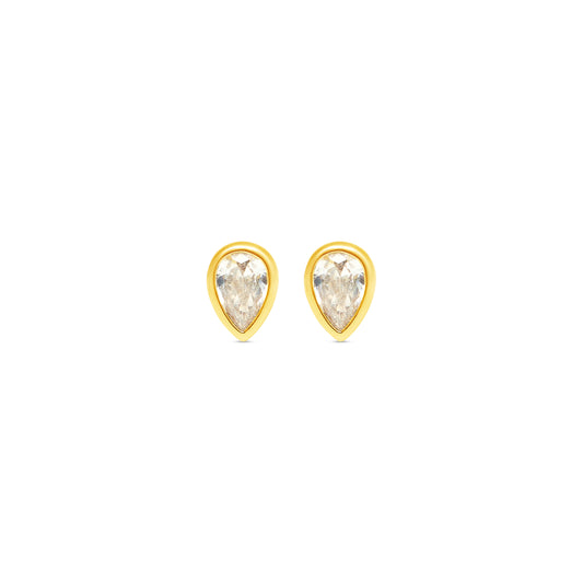 gold plated teardrop cubic zirconia earrings from Talis Chains