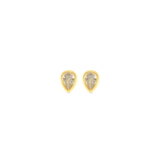 Pear drop gold plated stud earrings cubic zirconia