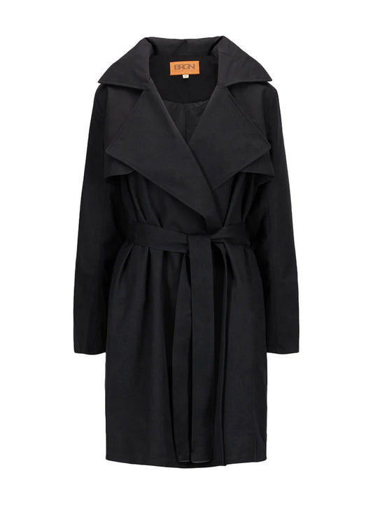 short black waterproof trench coat