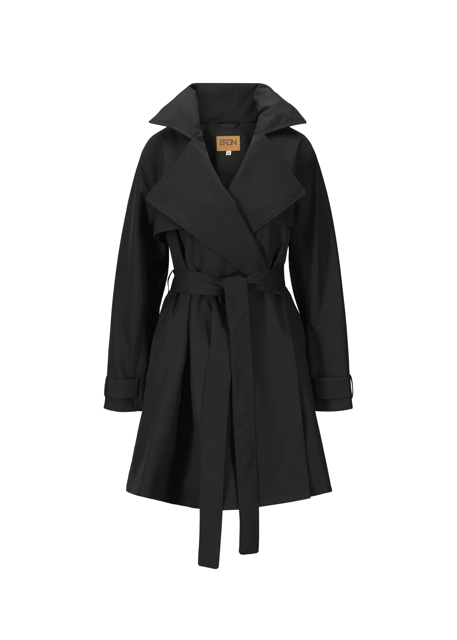 Short black trench coat which is waterproof and windproof