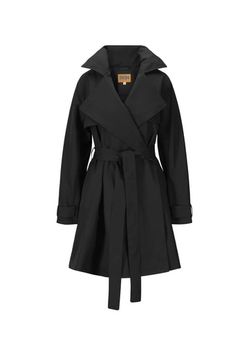 Short black trench coat which is waterproof and windproof