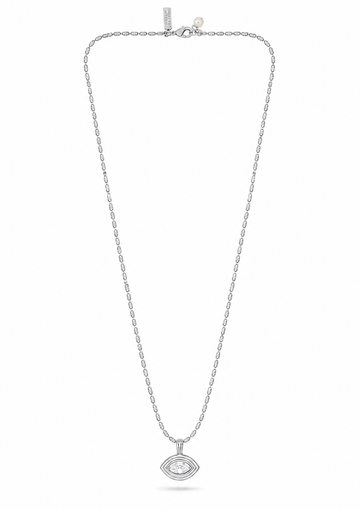 Silver ridged CZ stone eveil eye necklace