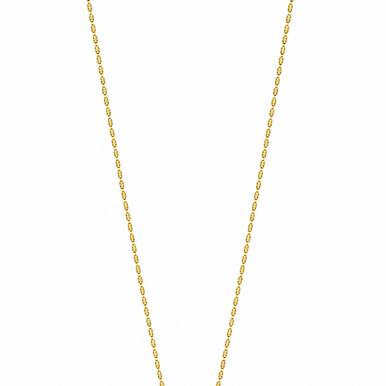 flat lay of a gold necklace with an evil eye pendant with a brown tigers eye stone on the pendant 