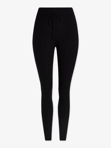 black ribbed leggings with white stripe on side 