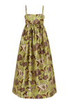 spaghetti strap mid length floral green dress from alemais