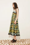 Side view of printed linen sun dress from Alemais