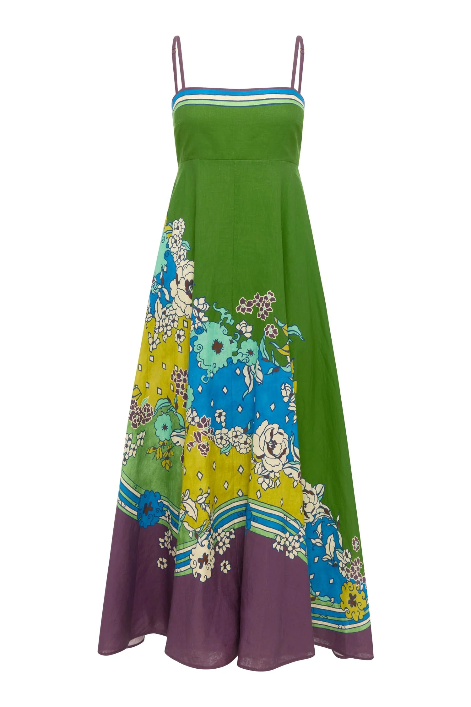 Pattern maxi dress by Alemais on a white background.