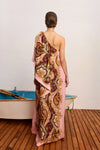rear view of pattern long dress