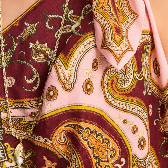 close up of pattern on dress