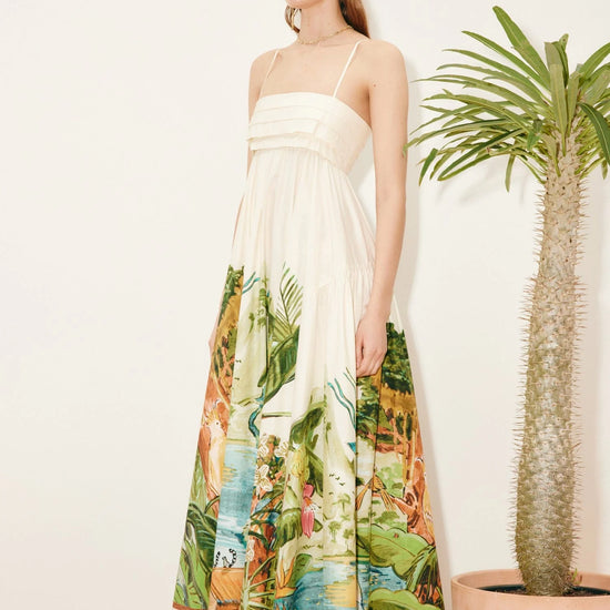 Cotton dress with jungle inspired print from Alemais