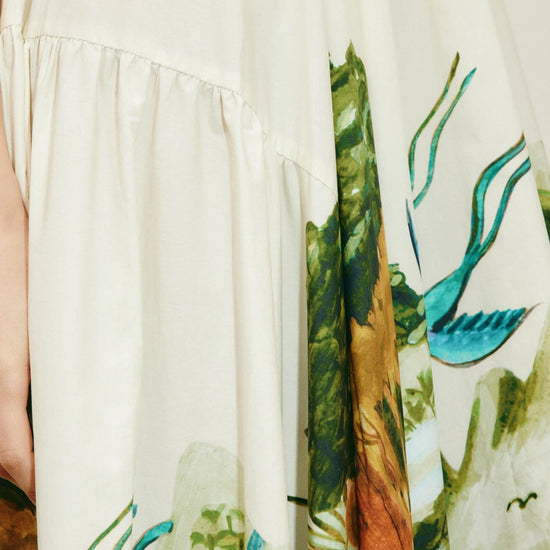 Close up of print of cotton dress