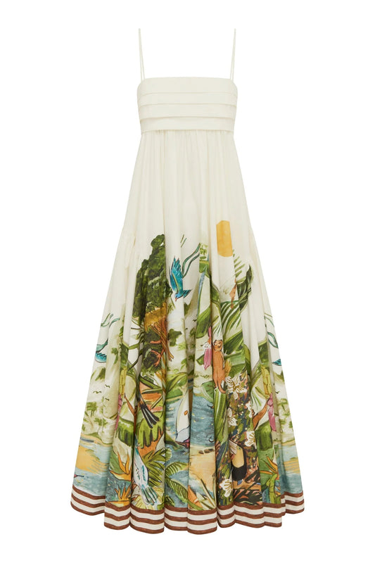 Cotton dress with jungle inspired print from Alemais